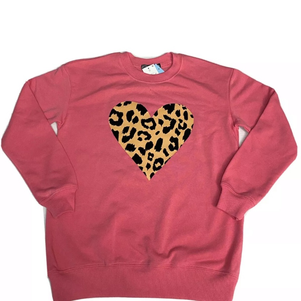 Womens FifthSun Sweater Cheetah Heart /sweater